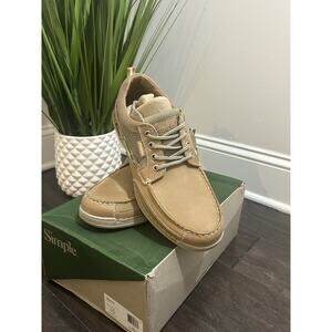 SIMPLE Men's FATHOM Tan Leather/Canvas Boat Shoes 10 M NIB
